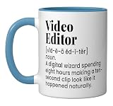 Video Editor Funny Dictionary Definition Ceramic Mug, Blue/White