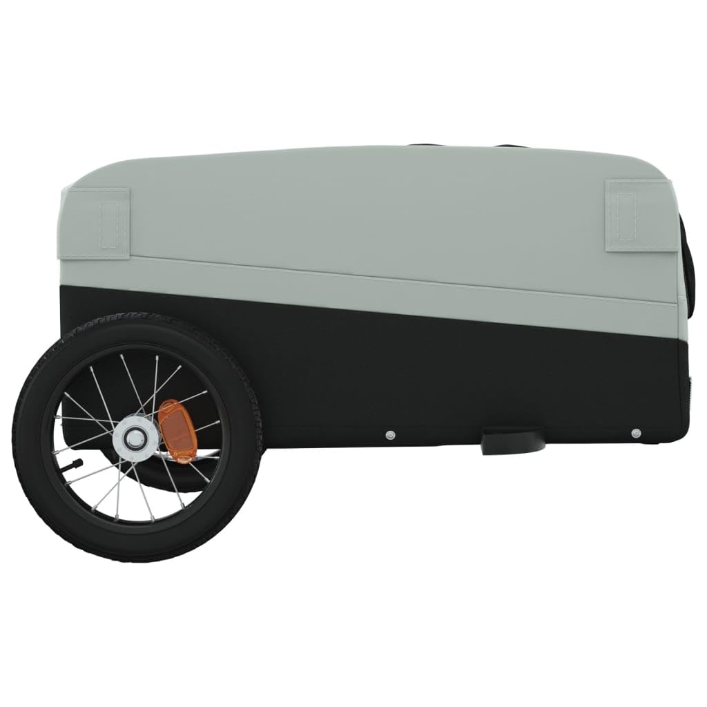 Remolque de bicicleta negro de hierro con capacidad de carga x 52,5 x 42 cm con bandera de seguridad, plegable para transportar equipaje, carga, perros, niños, exteriores y uso diario