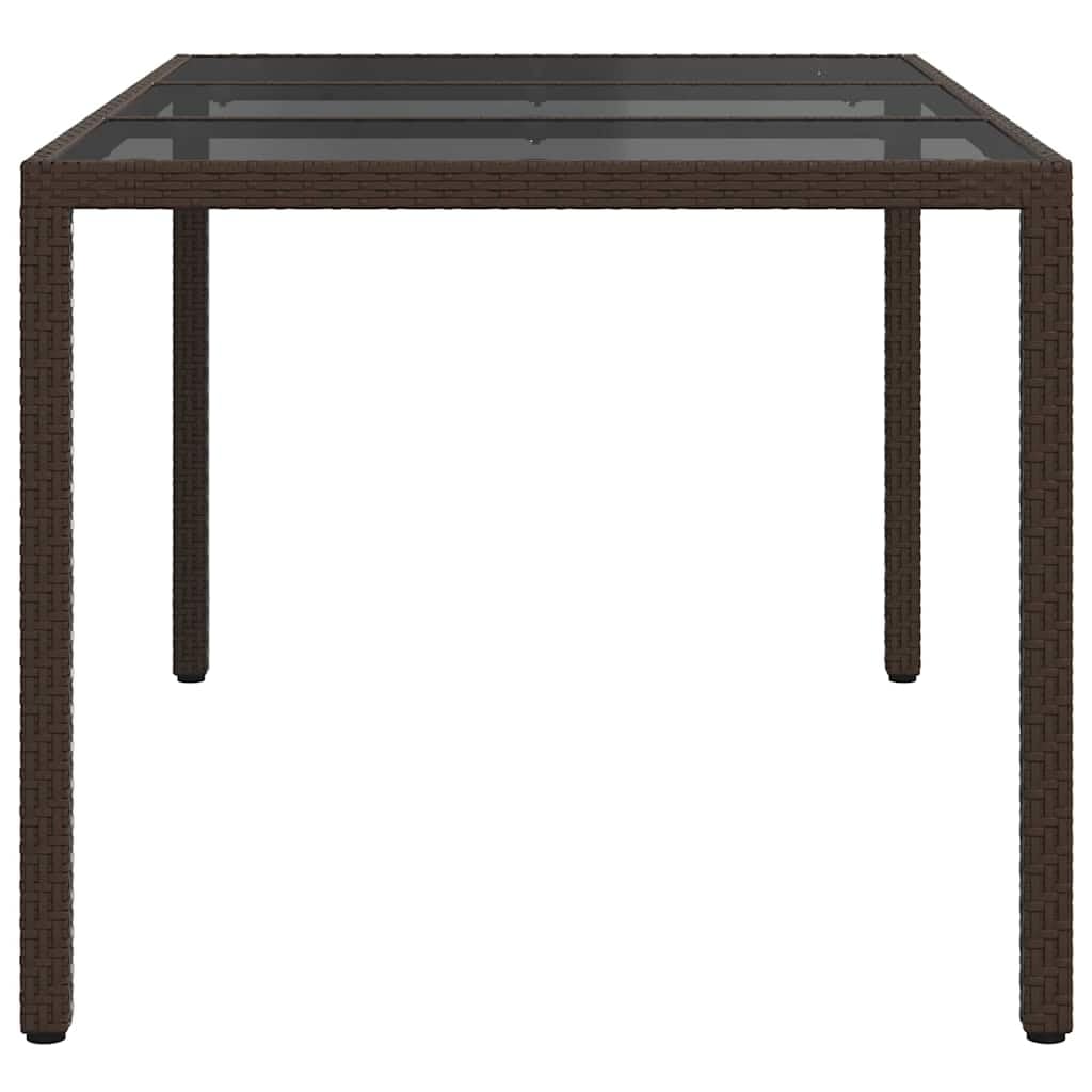 Tavolo da giardino marrone in polyrattan, 150 x 90 x 75 cm, resistente alle intemperie, facile da pulire, robusto, stabile, per terrazza, balcone, giardino, cene, barbecue e feste all'aperto