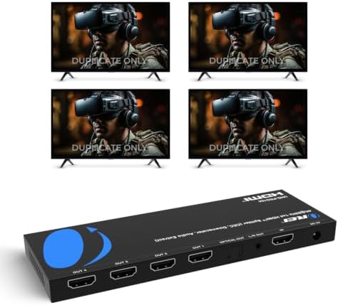 Orei 4K 1x4 HDMI Splitter Duplicater by OREI - with Down Scaler 4 Ports with Full Ultra HD, HDCP 2.2, Upto 4K at 60Hz, 1080p & 3D Supports EDID Control - UHDPRO-104, Model Number: UHD-PRO104