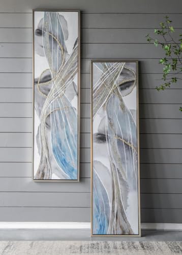 GOWE Set of 2 Elongated Modern Abstract Oil Paintings, Wall Art for Living Room Dining Room Bedroom Office Entryway, 20
