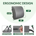 Lumbar Support Pillow for Office Chair and Car,Back Support for Office Chair,Charcoal Memory Foam Back Cushion with Breathable Mesh Cover,Double Adjustable Straps,Grey - Image 2
