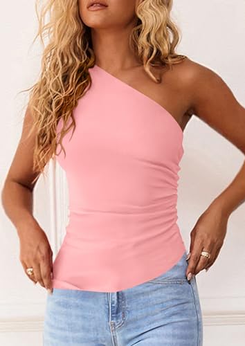 Image of PRETTYGARDEN One Shoulder Summer Tops for Women