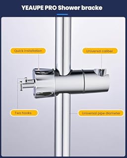 YEAUPE Supporto di Ricambio per Soffione Doccia - Universale Supporto Doccia Regolabile con 2 ganci per asta doccia da 16-28 mm, Porta Doccino, Porta Doccino per Doccia in ABS, Cromato