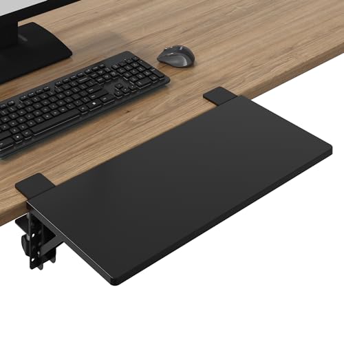 BONTEC Small Ergonomics Desk Extender Tray, 20x9.5 Inch Table Mount Arm Rest Shelf, 90° Foldable Keyboard Tray Platform, Clamp on Computer Arm Rest for Desk, Suitable for Office Desks, Black by BONTEC - Used condition - US$40.43