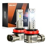 SEALIGHT H11 Bulbs or H8/H9/H16, 45000LM Super Bright L2S H11 LED Fog Bulb, 6500K Light Bulb with 1:1 Mini Size, H8 H9 Driving Lights with 25000RPM Cooling Fan, Plug-N-Play, Pack of 2