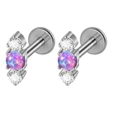 Fahoujs Modernos anillos de metal para piercing de labio con superficies lisas y lujosos adornos de piedra, joyería para cartílago de la oreja, piercing de labio no alergénico