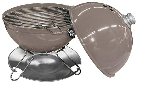 Rammento Portable Table Top Kettle BBQ - 43cm Height Charcoal Barbecue in Taupe - Features Lid with Ventilation, Chrome-plated Steel Grill with 29cm Diameter - Perfect for Grilling Meats & Vegetables
