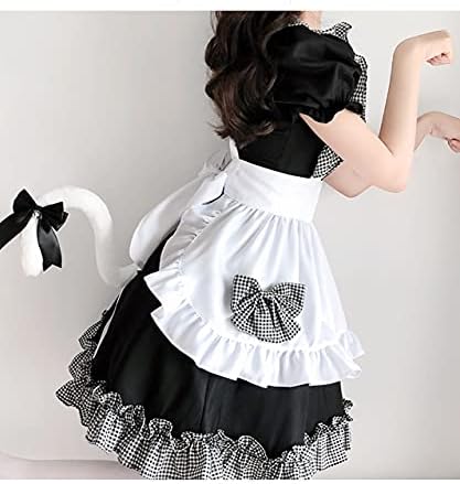 [milky time] メイド服 ロリータ ワンピース メイド服 ミニ丈 ギンガムチェック フリル 詳細画像4