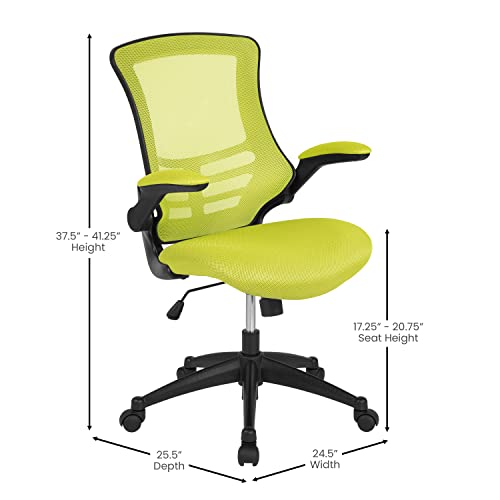 Image of Flash Furniture Kelista Office Chair, Ergonomic, Mid-Back, Green Mesh with Swivel