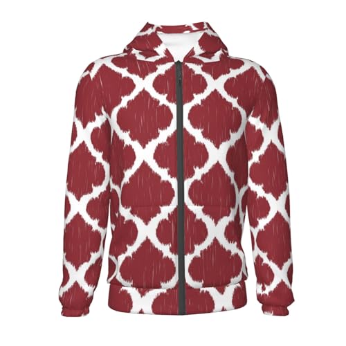 Red Moroccan Kid Hoodies Boys Zip Up Sweatshirts Girls Pullover with Pocket2