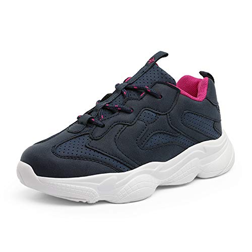 DREAM PAIRS Boys Girls Sneakers Breathable Sports Tennis Running Shoes Navy Fuchsia Size 13 Little Kid Float-k