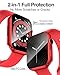 Smiling 2 Pack Case Compatible with Apple Watch Series 9/8/7 45mm with Tempered Glass Screen Protector, Hard PC Case Overall Protective Cover- 1 Red + 1 Transparent