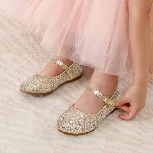 DREAM PAIRS Toddler Girl's Dress Shoes Mary Jane Rhinestone Ballerina Flat for Party, Birthday, Performance, Wedding2