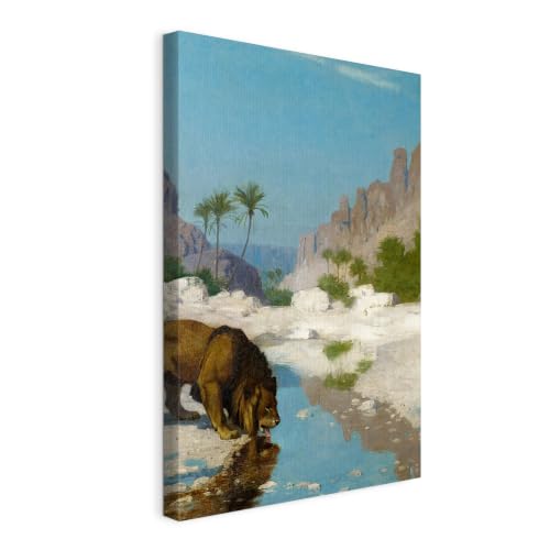 Wallero Tableau sur toile Jean-Léon Gérôme Lion dans le désert 40x60 cm
