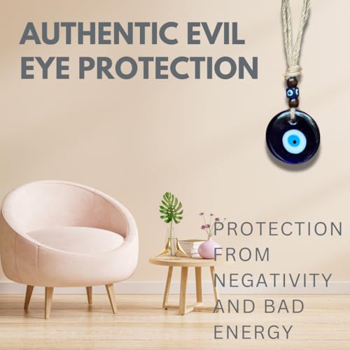Image of Evil Eye Hanging for Home & Car | Nazar Suraksha Blue Glass Decor with Rope & Beads | Good Luck Protection Charm | Door Wall Hanging | Spiritual Gift Item (Evil Eye 5)