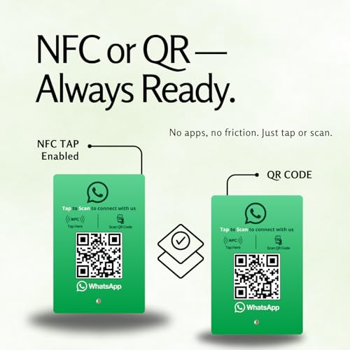 Image of WhatsApp Standee with NFC & QR Code | Acrylic Standee for Chat, Group, Community, or Channel Access | Configure via Dashboard | Contactless Display