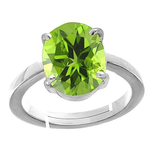Bague réglable plaquée argent péridot vert naturel à porter au quotidien ou pour de grandes occasions