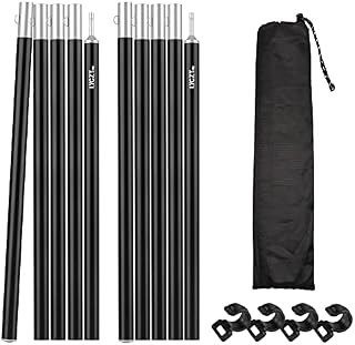 LYGZTing Tent Tarp Poles Set of 2, Camping Poles Folding Aluminium Adjustable from Dual Size Tent Accessories for Canopy Porch Awning Sun Sails