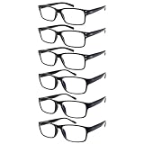 fadbon 6 Pack Reading Glasses Blue Light Blocking,Spring Hinge Readers for Men Women,Black Frame Anti Glare Eyeglasses (3 Black C1/3 Black C2, 3.00, x)