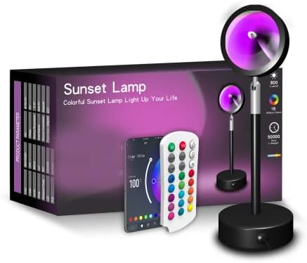 UanTii Tuya Smart RGB Sunset Lamp Wireless Bluetooth Projector Night Light Sunset Projection Lights For Background Atmosphere Smart Life App Remote Control