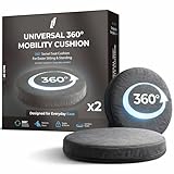 LocaOne Pack of 2, 360 Degree Swivel Seat Cushion for Easier Sitting and Standing, Mobility Cushion for Chair and Car, Black, 15 Inches,