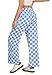 IWOLLENCE Women's Fashion Y2K Checkered Pants Loose High Waist Vintage Plaid Patterned Lounge Teacher Pant Comfy Preppy Gingham Sweatpants Fake Denim Blue, XL