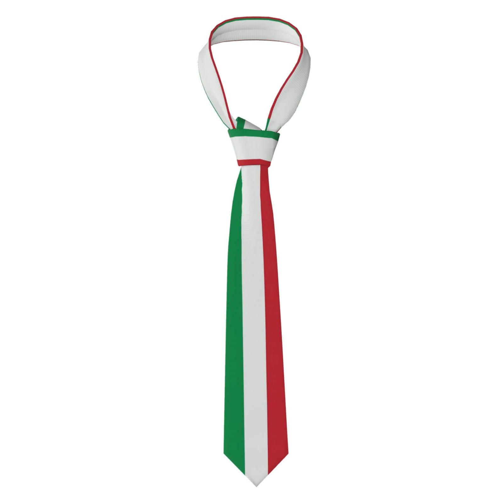 Whjdpp Men's Black Necktie Tie Italy Flag Picture Soft And Comfortable, Non-Deforming, Fade-Resistant, Flat And Crisp