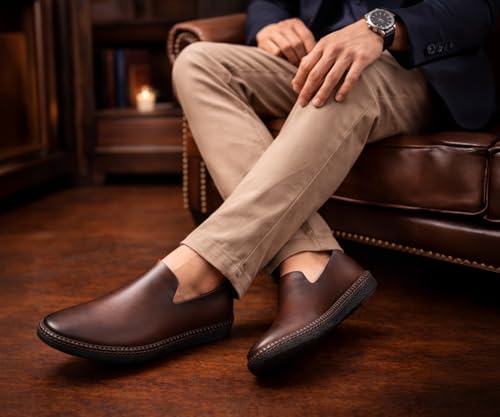 Image of Kraasa Men's Jutis Ethnic Casuals, Slip-on Closure, Stylish Loafers | Perfect for Formal Wear, Business and Parties