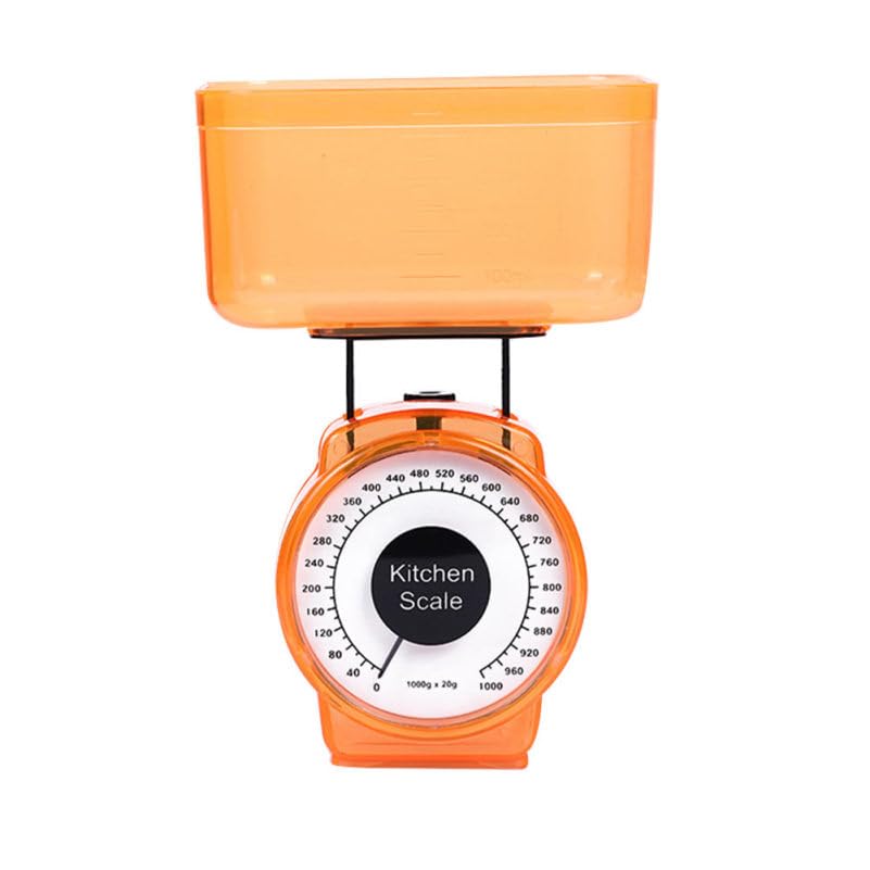 Toyvian 1kg Mechanical Kitchen Scale Baking Pastry Scale Plastic Lightweight Weighing with Large Container for Kitchen Cooking Random Color