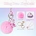 HONYJOOM Teddy Bear Keychain for Women, Cute Pink Puff Ball Fluffy Key Chain, Purse Charms for Handbags & Car Keychain Accessories(Pink)