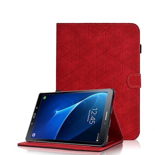 Fodral för Samsung Galaxy Tab A6 10,1 tum (SM-T580/T585) 2016 multivinkel skyddsfodral premium PU-läder flip fodral med stativfunktion kortficka, automatisk väckning/sömnfunktion, röd