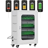 LADECNERHT 30-60 Fach Handy-Ladestation, Metall Handy-Ladeschrank, Wiederaufladbarer Mobiltelefon-Schrank, Handy-Spind, Leiser Betrieb, Für Büro & Klassenraum White-60Slot