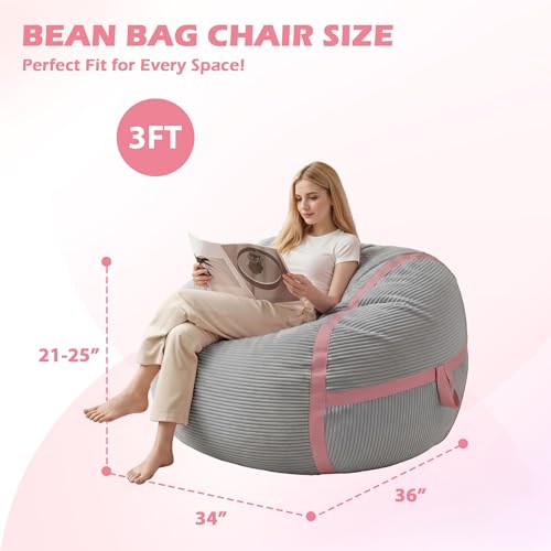 Image of 3FT Bean Bag Chair 3'Big Bean Bag Chairs with Adults, Large Beanbag Chair