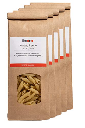 iimono Konjac Penne - kalorienarme & kohlenhydratarme Penne aus Konjakmehl und Hartweizengrieß (25 Portionen)