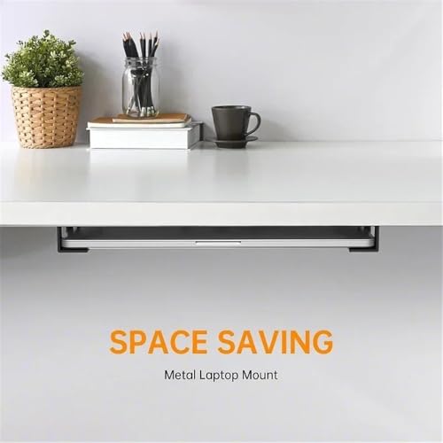 Soporte de portátil bajo escritorio para evitar rayas con base aluminio plata 4