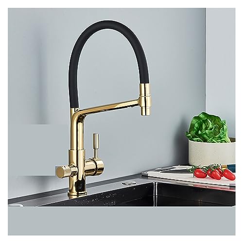 Robinet de cuisine filtré noir et blanc avec mitigeur extractible rotatif à 360