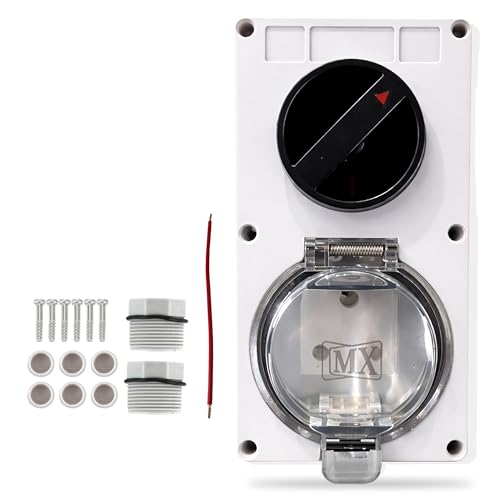 Image of MX IP66 Waterproof Outdoor Electrical Indian Socket Box 16A /250V with Spring Lid Cover, Weatherproof Dustproof ABS Enclosure for Garden Balcony Terrace indian Socket with Safety Shutter
