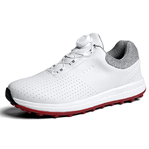 FOV Zapatos de Golf para Hombre Zapatos de Golf Profesionales con Hebilla Antideslizante Transpirable Zapatillas de Entrenamiento al Aire Libre Blanco EU43.5 Cover