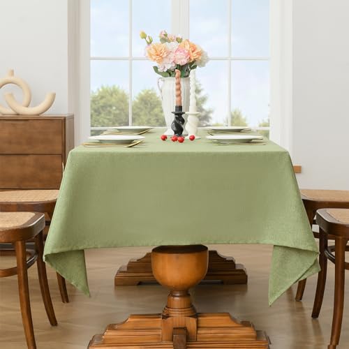 Wracra Linen Style Rectangle Tablecloth, Sage Green Table Cloth 55"×102"