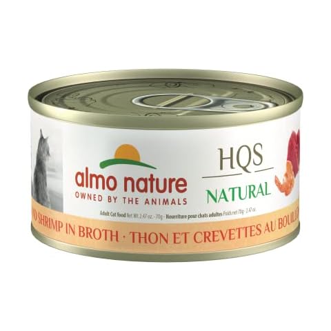 almo nature HQS Natural Tuna with Shrimps, Grain Free, Additive Free, Adult Cat Canned Wet Food, Flaked, 24 x 70g/2.47 oz Cover