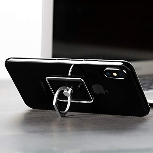 スマホリング 透明 クリア 【KRODI】ホールド リング 薄型 おしゃれ リングスタンド バンカーリング 指輪リング 落下防止・片手操作・スタンド機能 360度回転 タブレット/スマホ iPhone/Android各種他対応 (長方形)