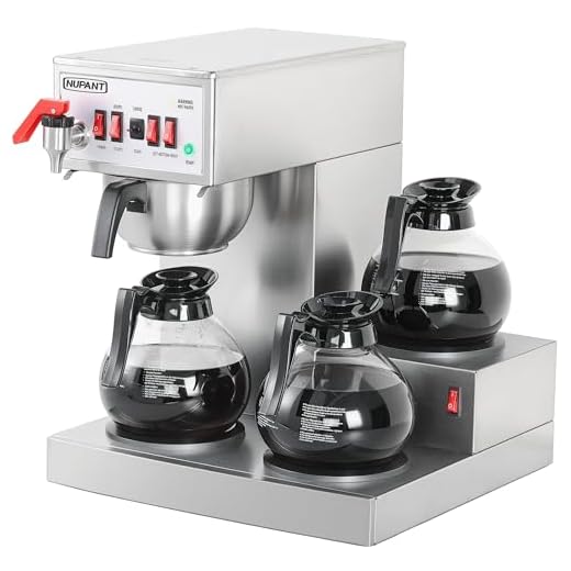 NUPANT 12 Cup Commercial Coffee Maker Auto Filling Drip Coffee Maker Machine with 3 Glass Carafes 3 Warmers Stainless Steel Pour Over Coffee Brewer with Hot Water Dispenser for Restaurant Office Cafe