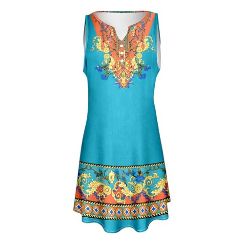 Robe d'été décontractée ciel fluide et boutonnée sans manches - 3