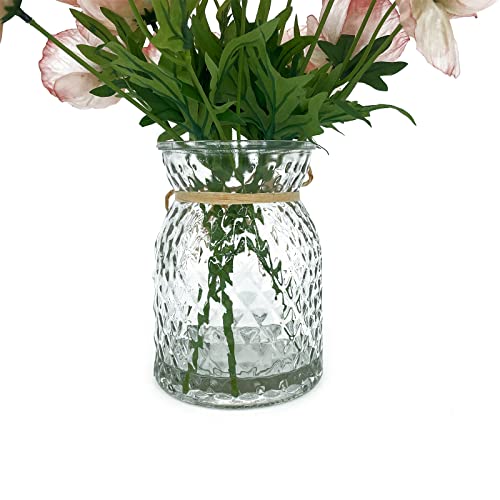 Hisow Poppies Flowers Artificial, Silk Flower Arrangements In Glass Vase With Faux Water Artificial Centerpiece For Home Office Wedding Tabletop Decoration (Pink) #TOP4