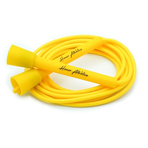 HONOR ATHLETICS Speed Rope, Skipping Rope - Best for Double Under, Boxing, MMA, Cardio Fitness Training Condition - Jump Rope (Yellow, 10 ft rope – (Fits users up to 6'3'))