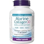 Webber Naturals Collagen30 Marine Bioelastin Peptides, 500 mg of Collactive Marine Collagen Peptide Complex Per Pill, 120 Capsules, Helps Reduce Deep Wrinkles and Joint Pain