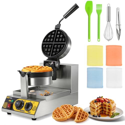 Image of Dyna-Living Commercial Waffle Maker Belgian Waffle Iron for Restaurant, 1200W Flip Professional Waffle Maker Non-Stick Electric Restaurant Waffles Machine for Bakery Snack, 122℉-572℉ Temp Adjustable