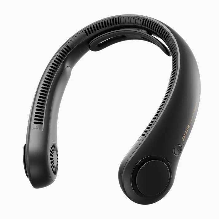 Image of JISULIFE Portable Neck Fan life4, Hands-Free Bladeless, 5 Speeds, 5000 mAh Battery Operated Wearable Personal Fan, Twistable, Rechargeable, Gift for Women Men-Black