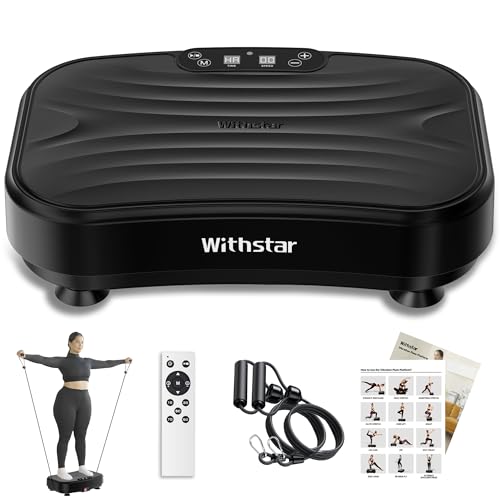WITHSTAR Vibration Plate Exercise Machine, Power Waver Vibration Plate Platform for Lymphatic Drainage Whole Body Vibration Plate Machine Helps Weight Loss Shaping Toning 330lbs (Black)